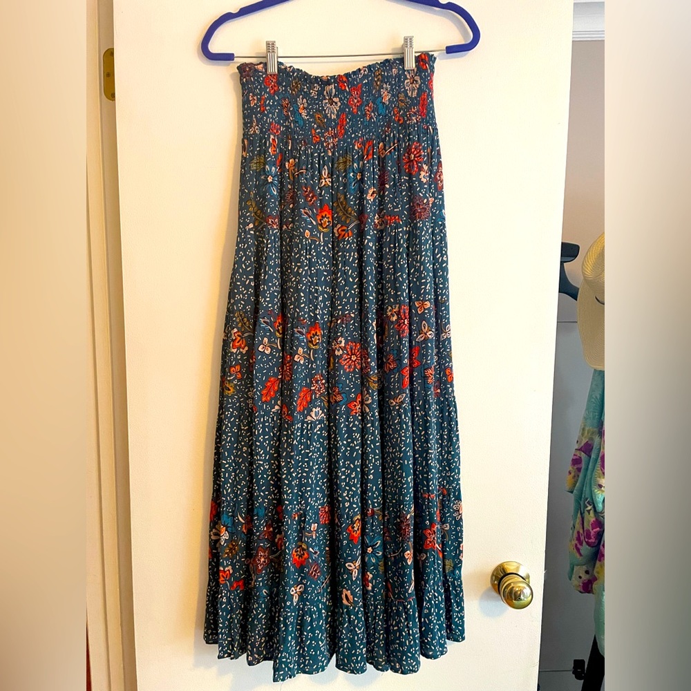 Floral Blue Maxi Skirt